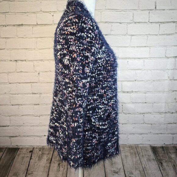 PEYTON PRIMROSE OPEN CARDIGAN BLUE WITH PINK WHITE MINGLED SPECKS WOMENS SIZE M - Picture 2 of 9